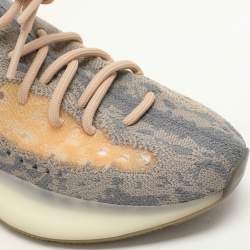 Pre Owned Yeezy x Adidas Grey/Beige Knit Fabric Boost 380 "Mist" Low Top Sneakers Size 38
