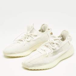 Yeezy x Adidas Off White Knit Fabric Boost 350 V2 Bone Sneakers Size 43 1/3
