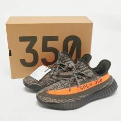 Yeezy x Adidas Grey Knit Fabric Boost 350 V2 Carbon Beluga Sneakers Size 46 2/3