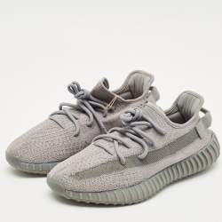Pre Owned Yeezy x Adidas Grey Knit Fabric Boost 350 V2 Steel Grey Sneakers Size 42 2/3