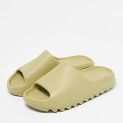 Pre Owned Yeezy x Adidas Light Green Rubber Resin Slides Size 43