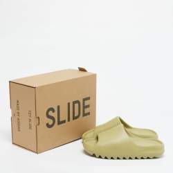 Pre Owned Yeezy x Adidas Light Green Rubber Resin Slides Size 43