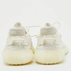 مملوكة مسبقًا Yeezy x Adidas White Knit Fabric Boost 350 V2 Bone Sneakers Size 38 2/3