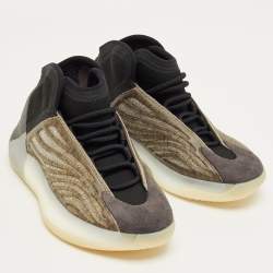 Pre Owned Yeezy x Adidas Grey/Black Suede and Knit Fabric QNTM Barium Sneakers Size 37 1/3