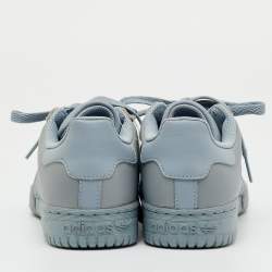 Pre Owned Yeezy x Adidas Grey Leather Adidas Yeezy Powerphase Calabasas Sneakers Size 36 2/3
