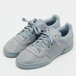 Pre Owned Yeezy x Adidas Grey Leather Adidas Yeezy Powerphase Calabasas Sneakers Size 36 2/3