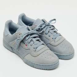 Pre Owned Yeezy x Adidas Grey Leather Adidas Yeezy Powerphase Calabasas Sneakers Size 36 2/3