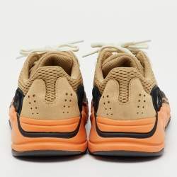 Pre Owned Yeezy x Adidas Multicolor Mesh, Leather and Suede Boost 700 Enflame Amber Sneakers Size 37 1/3