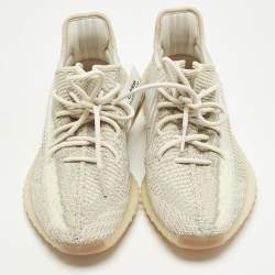Pre Owned Yeezy x Adidas Boost 350 V2 Citrin (Non-Reflective) Size 43 1/3 Pale Green Knit Fabric Low Top Sneakers