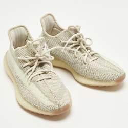Pre Owned Yeezy x Adidas Boost 350 V2 Citrin (Non-Reflective) Size 43 1/3 Pale Green Knit Fabric Low Top Sneakers