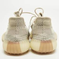 Pre Owned Yeezy x Adidas Boost 350 V2 Citrin (Non-Reflective) Size 43 1/3 Pale Green Knit Fabric Low Top Sneakers