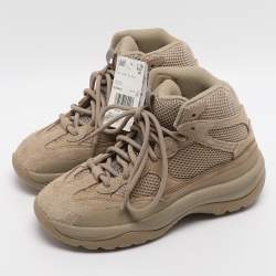 Pre Owned حذاء رياضي ييزي x أديداس "ديزرت بوت روك" شبك وبجلد بني مقاس 38 2/3