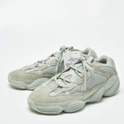 Pre Owned Yeezy x Adidas 500 Salt Size 44 Grey Mesh and Suede Low Top Sneakers