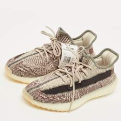 Pre Owned Yeezy x Adidas Boost 350 V2 Zyon Size 42.5 Beige/Brown Knit Fabric Low Top Sneakers
