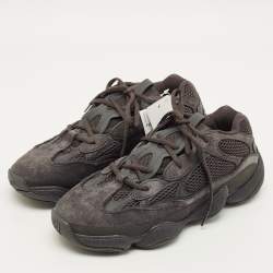 Pre Owned Yeezy x Adidas 500 Utility Black Size 42 2/3 Black Mesh and Suede Low Top Sneakers