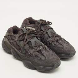 Pre Owned Yeezy x Adidas 500 Utility Black Size 42 2/3 Black Mesh and Suede Low Top Sneakers