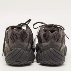 Pre Owned Yeezy x Adidas 500 Utility Black Size 42 2/3 Black Mesh and Suede Low Top Sneakers