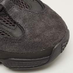 Pre Owned Yeezy x Adidas 500 Utility Black Size 42 2/3 Black Mesh and Suede Low Top Sneakers