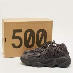 Pre Owned Yeezy x Adidas 500 Utility Black Size 42 2/3 Black Mesh and Suede Low Top Sneakers