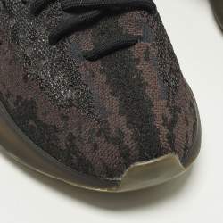 Pre Owned حذاء رياضي ييزي و أديداس نسيج محبوك أسود/بني بوست 380 أونيكس منخفض القمة مقاس 40.5