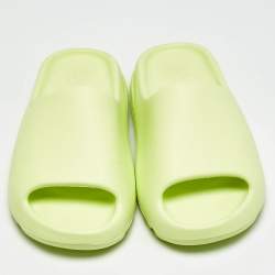 Pre Owned Yeezy x Adidas Slide Glow Green Size 39 Neon Green Rubber Sandals
