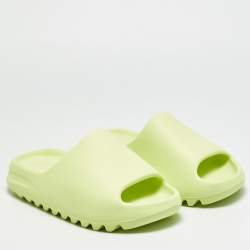 Pre Owned Yeezy x Adidas Slide Glow Green Size 39 Neon Green Rubber Sandals
