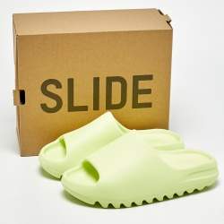 Pre Owned Yeezy x Adidas Slide Glow Green Size 39 Neon Green Rubber Sandals