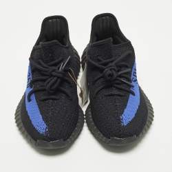 مملوكة مسبقًا حذاء رياضي ييزي x أديداس ييزي 350 V2 قماش تريكو أسود/أزرق متلألئ مقاس 38 2/3