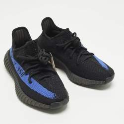 مملوكة مسبقًا حذاء رياضي ييزي x أديداس ييزي 350 V2 قماش تريكو أسود/أزرق متلألئ مقاس 38 2/3