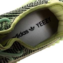 Pre Owned حذاء رياضي ييزي x أديداس "بوست 350 ڨي2 ييزيريل" عاكس تريكو قماش أخضر مقاس 41.5