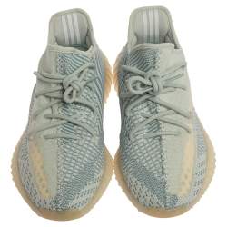 Pre Owned Yeezy x Adidas Light Blue Cotton Knit Boost 350 V2 Non-Reflective Sneakers Size 43.5