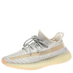 Pre Owned Yeezy x Adidas Grey Cotton Knit Lundmark Boost 350 V2 Non-Reflective Sneakers Size 40