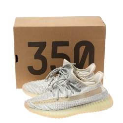 Pre Owned Yeezy x Adidas Grey Cotton Knit Lundmark Boost 350 V2 Non-Reflective Sneakers Size 40
