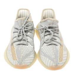 Pre Owned Yeezy x Adidas Grey Cotton Knit Lundmark Boost 350 V2 Non-Reflective Sneakers Size 40