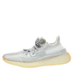 مملوكة مسبقًا Yeezy x Adidas Grey/White Cotton Knit Boost 350 V2 Static Non-Reflective Sneakers Size 43.5