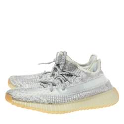 مملوكة مسبقًا Yeezy x Adidas Grey/White Cotton Knit Boost 350 V2 Static Non-Reflective Sneakers Size 43.5