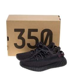 Yeezy x Adidas Black Cotton Knit Boost 350 V2 Reflective Sneakers Size 40