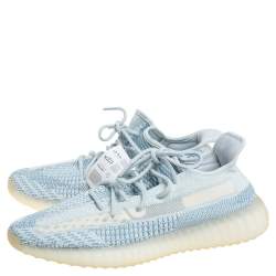 Pre Owned Yeezy x Adidas Blue/White Cotton Knit Boost 350 V2 'Cloud White' Sneakers Size 44.5