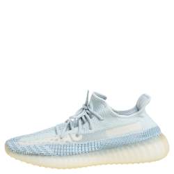 Pre Owned Yeezy x Adidas Blue/White Cotton Knit Boost 350 V2 'Cloud White' Sneakers Size 44.5