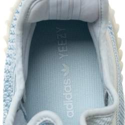 Pre Owned Yeezy x Adidas Blue/White Cotton Knit Boost 350 V2 'Cloud White' Sneakers Size 44.5
