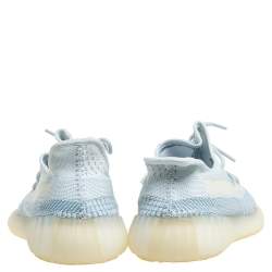 Pre Owned Yeezy x Adidas Blue/White Cotton Knit Boost 350 V2 'Cloud White' Sneakers Size 44.5