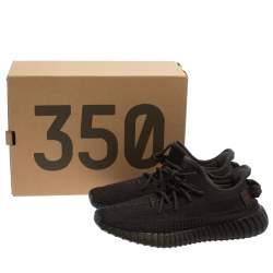 Pre Owned Adidas Yeezy 350 v2 Cotton Knit Black Non Reflective Sneakers Size 43 1/3