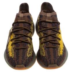 Pre Owned Yeezy x Adidas Brown/Yellow Knit And Mesh Boost 380 LMNTE Sneakers Size 46