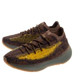 Pre Owned Yeezy x Adidas Brown/Yellow Knit And Mesh Boost 380 LMNTE Sneakers Size 46