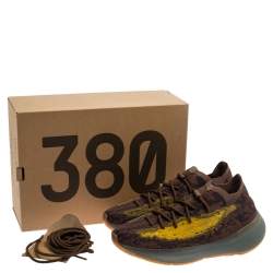 Pre Owned Yeezy x Adidas Brown/Yellow Knit And Mesh Boost 380 LMNTE Sneakers Size 46