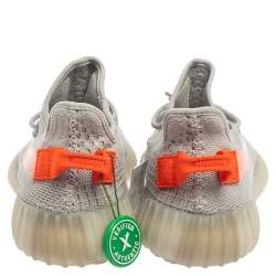 مملوكة مسبقًا Yeezy x Adidas Grey Cotton Knit Boost 350 V2 Tail Light Sneakers Size 40 2/3