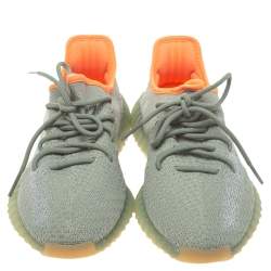Pre Owned Yeezy x adidas Grey/Green Knit Boost 350 V2 Desert Sage Sneakers 40 2/3