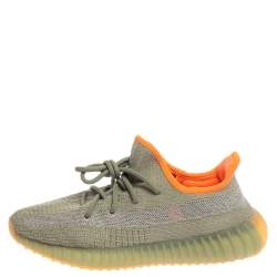 Pre Owned Yeezy x Adidas Grey/Green Cotton Knit Boost 350 V2 Desert Sage Sneakers Size 40