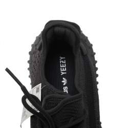 Pre Owned Yeezy x adidas Black Knit Fabric Boost 350 V2 Black Non-Reflective Sneakers Size 46
