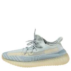 Pre Owned Yeezy x Adidas Blue/White Cotton Knit Boost 350 V2 'Cloud White' Sneakers Size 42.5